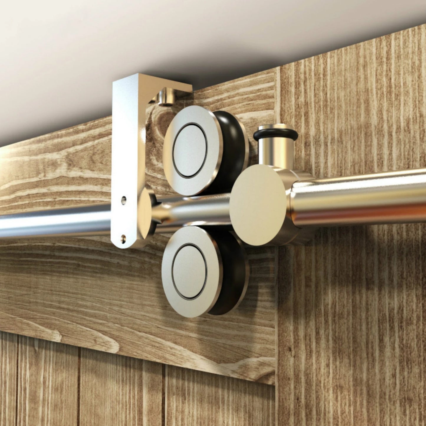 Top ceiling mount bracket brushed stainless steel wood sliding single door hardware BI-PARTING door BYPASS barn door hardware track kit