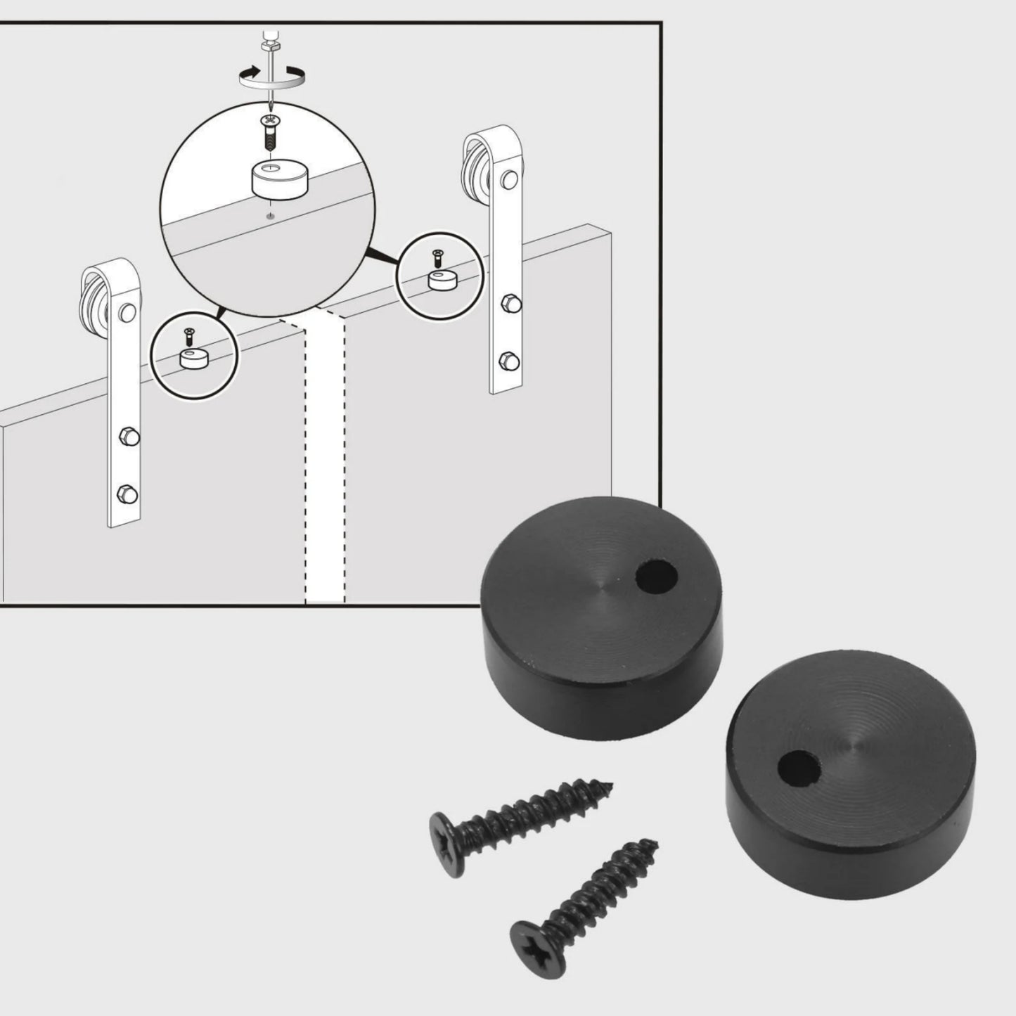 4-8FT bypass sliding barn double wood door hardware top mount rustic black steel sliding barn door roller kit for low ceiling New Design