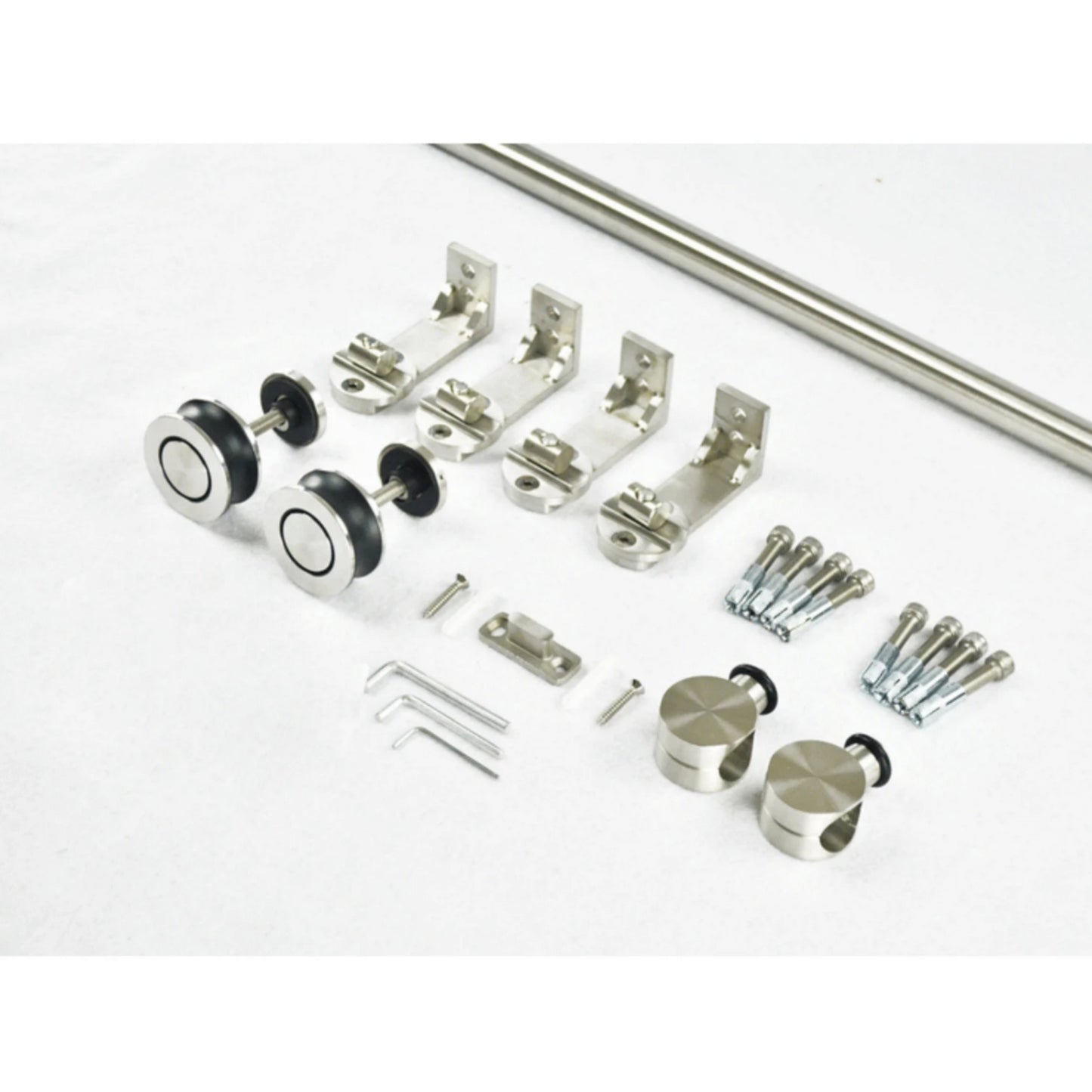 Top ceiling mount bracket brushed stainless steel wood sliding single door hardware BI-PARTING door BYPASS barn door hardware track kit