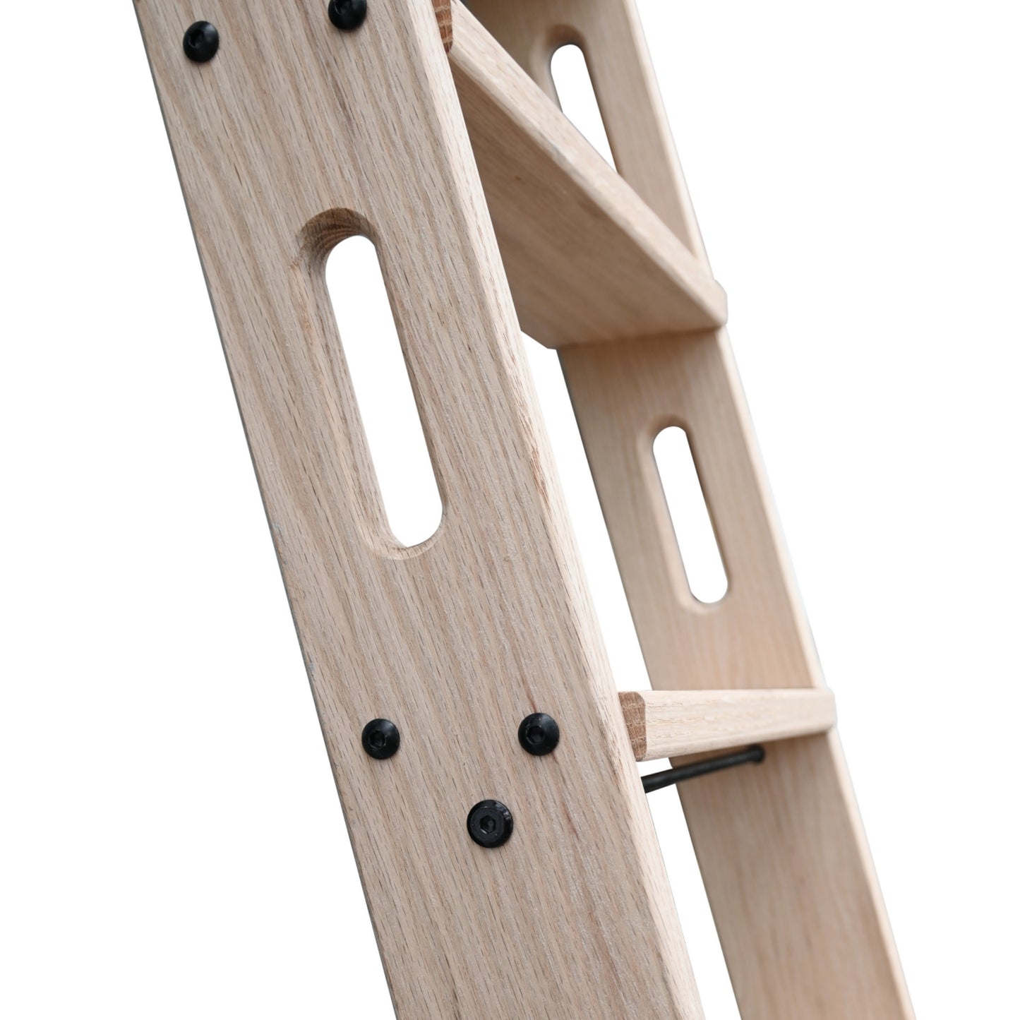 Natural Knotty Oak Wood Sliding Library Sliding Step Ladder Rolling Ladder Suitable For Removable Hardware, Ready For Painting( Unfinished )
