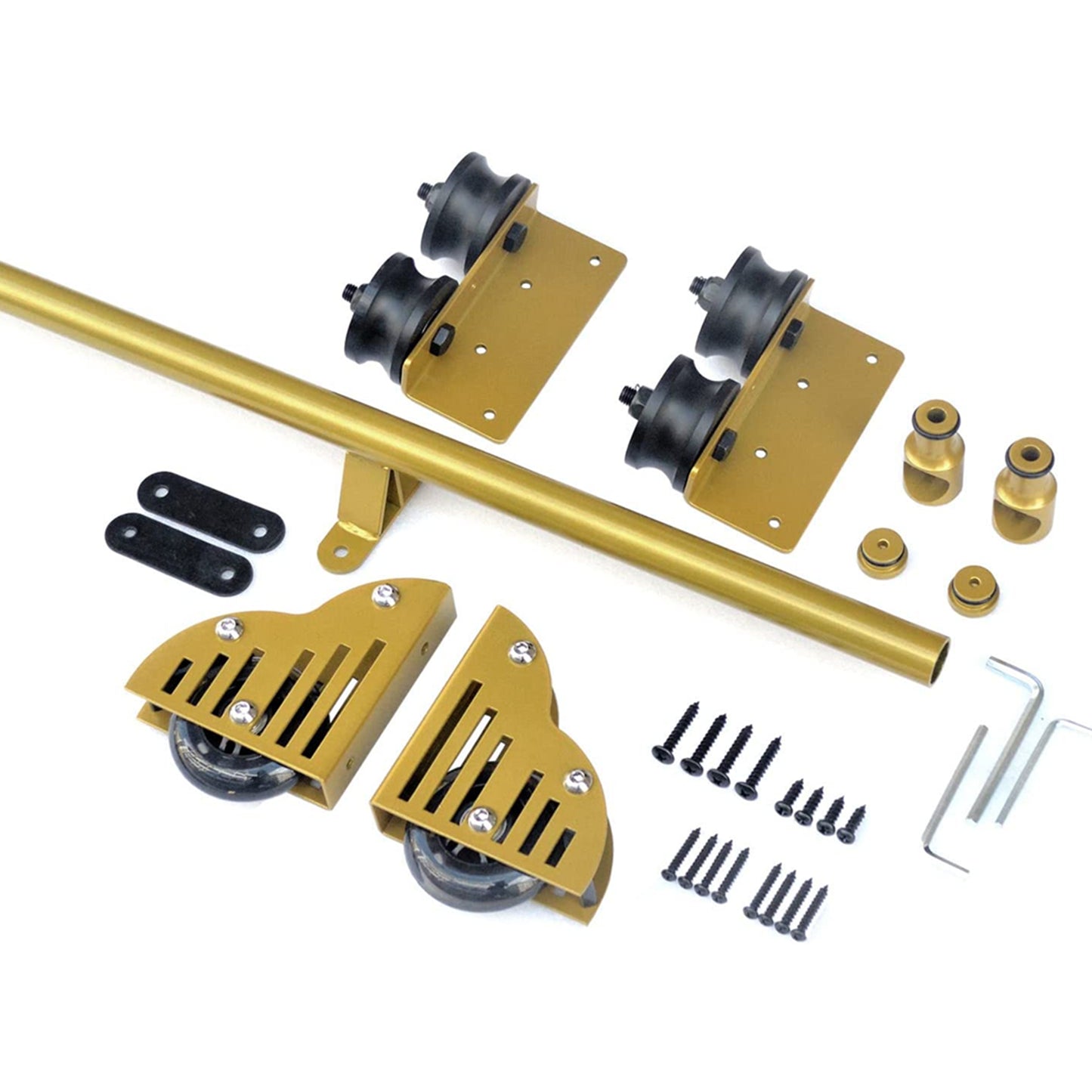 Golden Steel Sliding Modern Living Room Home Office Kitchen Storeroom Library Ladder Hardware Track Kit With Brake Floor Roller