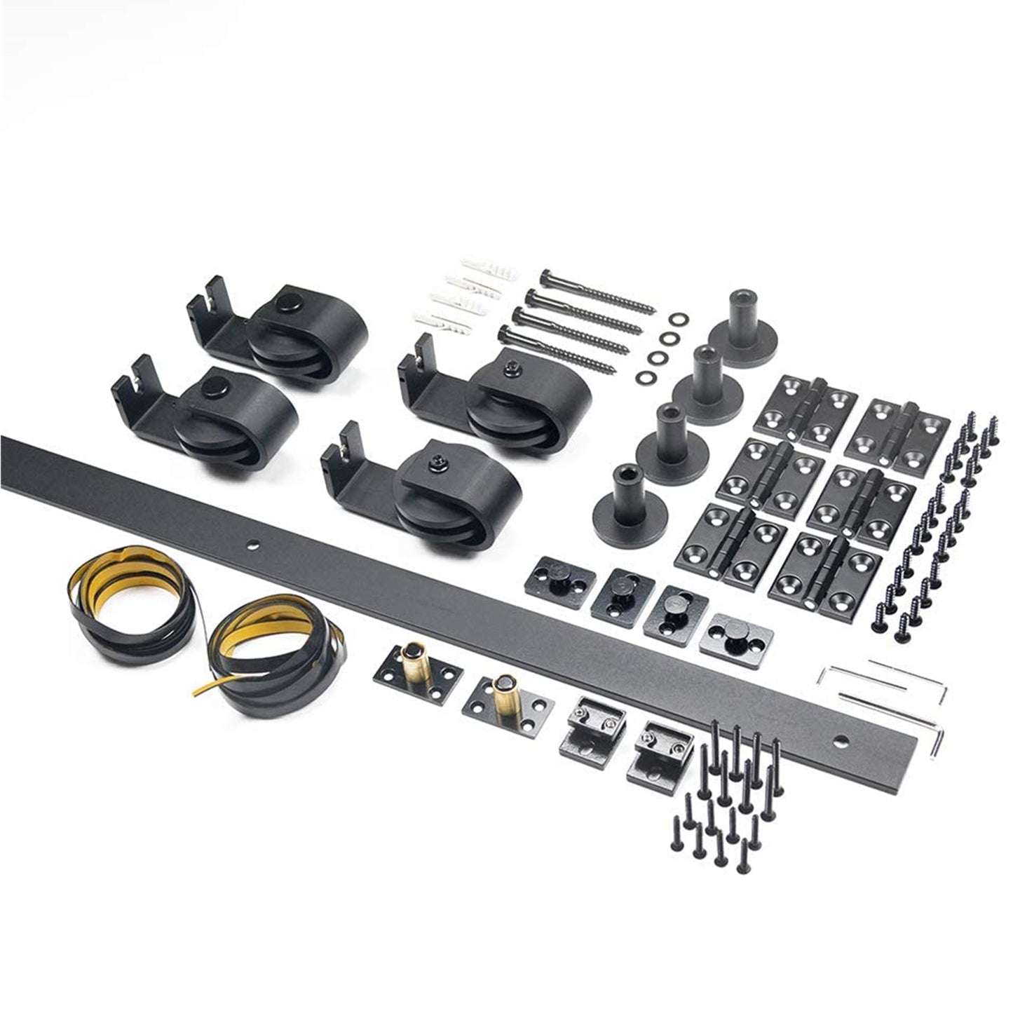 Black Steel Top Mount Bi-fold Wood Sliding Barn Door Hardware Track Hardware Kit for 2 Doors and 4 Doors ( No Door )