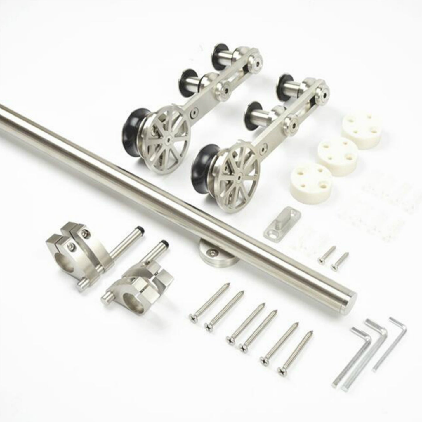 Rotatable Spoke Wheel Movable Decoration Core Modern European Brushed Stainless Steel Wood Sliding Barn Door Hardware Track Kit New Design