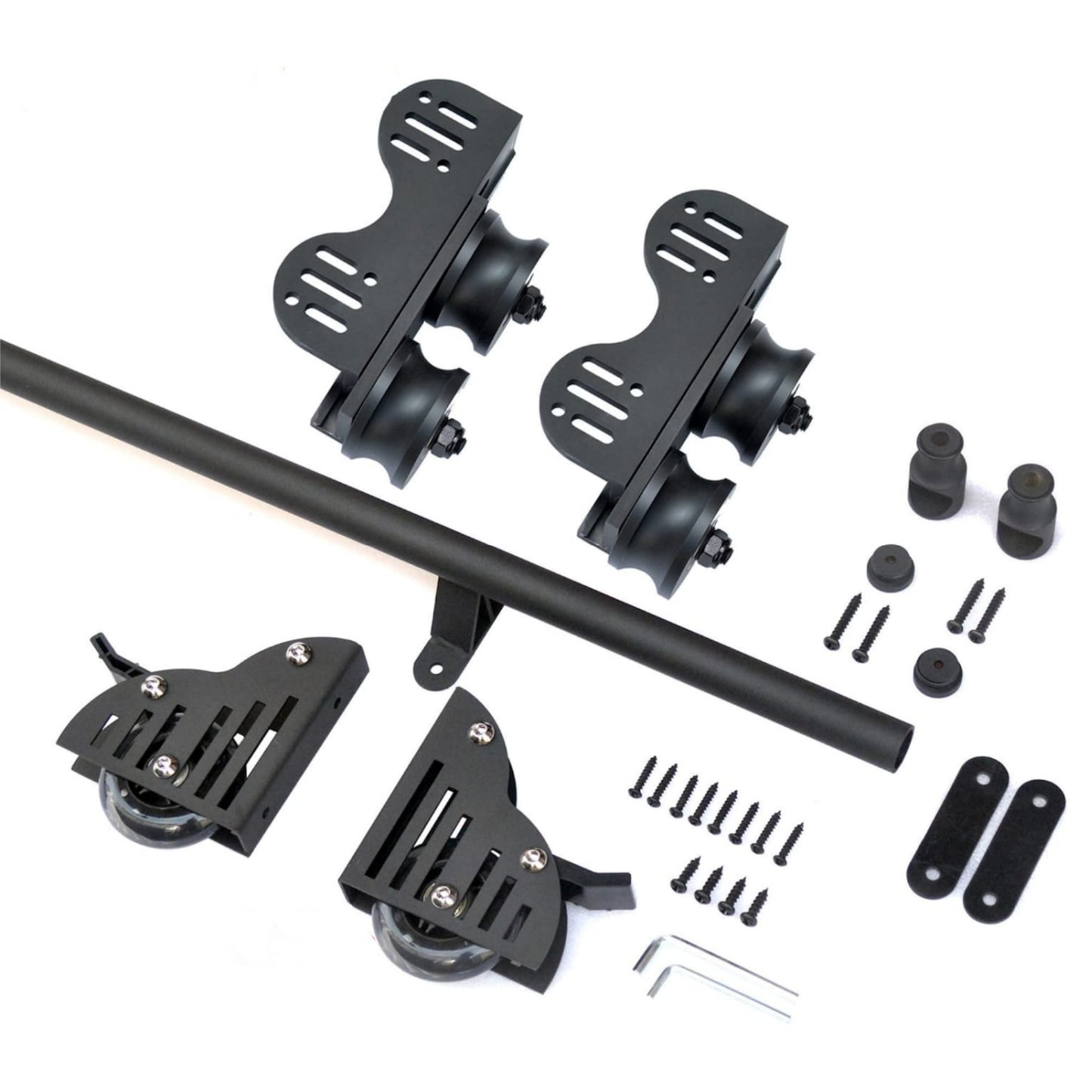 Contemporary Telescopic Vertically Stored Black Steel Sliding Rolling Ladder Library Ladder Hardware Track Kit With Brake Floor Roller