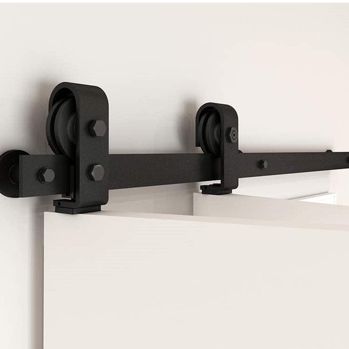 Black Steel Top Mount Bi-fold Wood Sliding Barn Door Hardware Track Hardware Kit for 2 Doors and 4 Doors ( No Door )