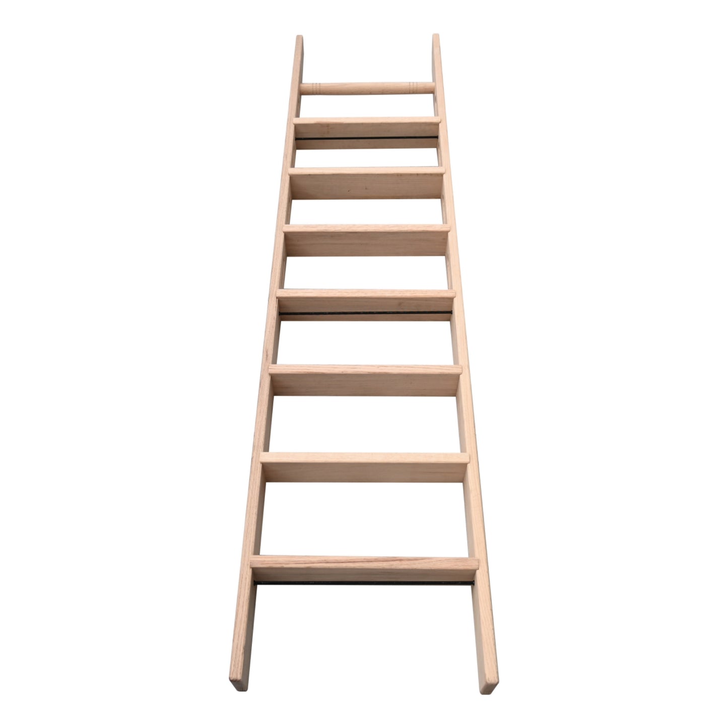 Natural Knotty Oak Wood Sliding Library Sliding Step Ladder Rolling Ladder Suitable For Removable Hardware, Ready For Painting( Unfinished )
