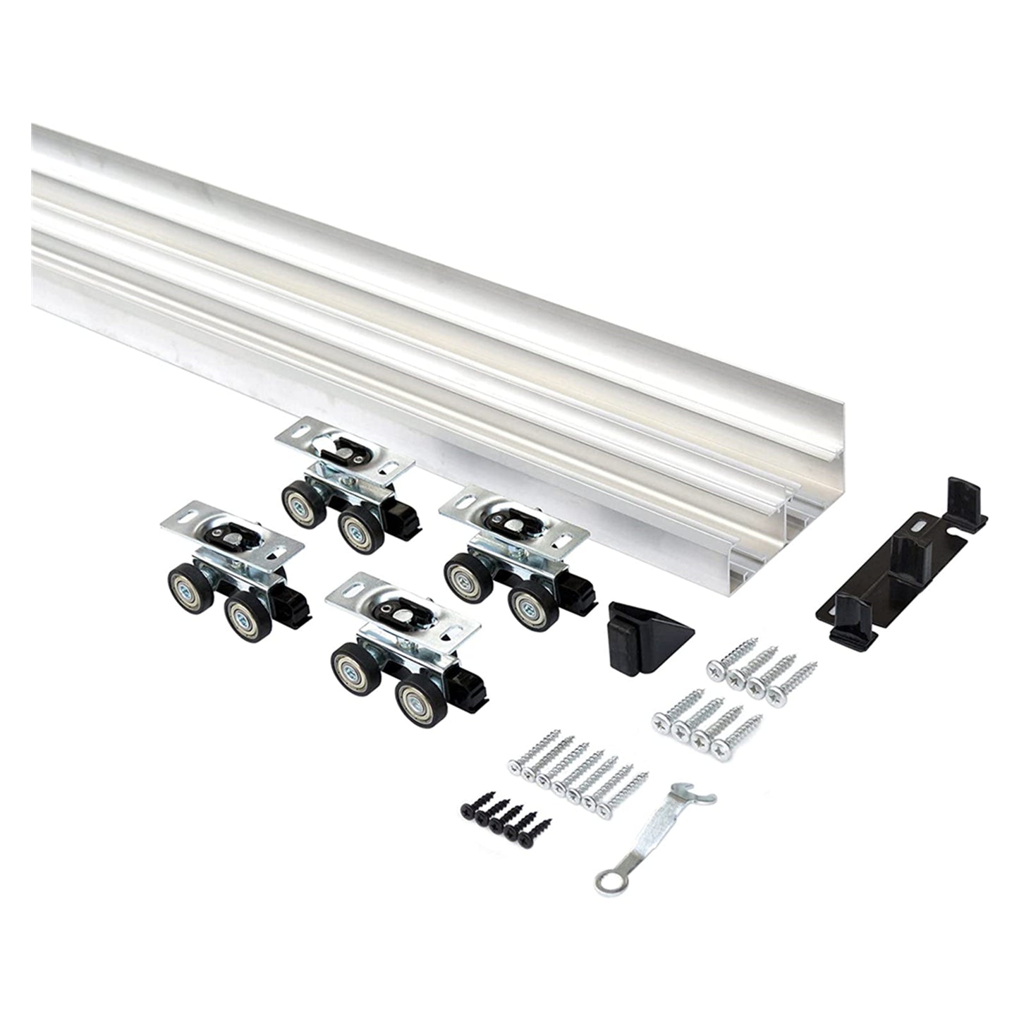 Aluminium Alloy Ceiling Mount Interior Bypass Bracket Pocket Door Sliding Hardware Track Set Kit