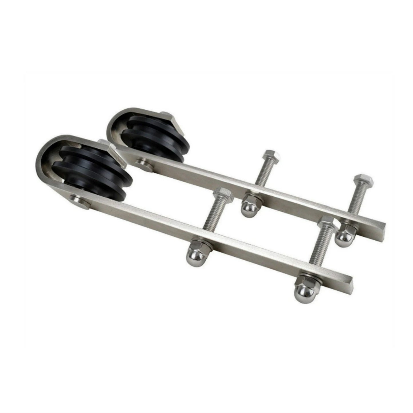 Bypass brushed stainless steel barn door hardware wall mount bracket sliding door track roller kit