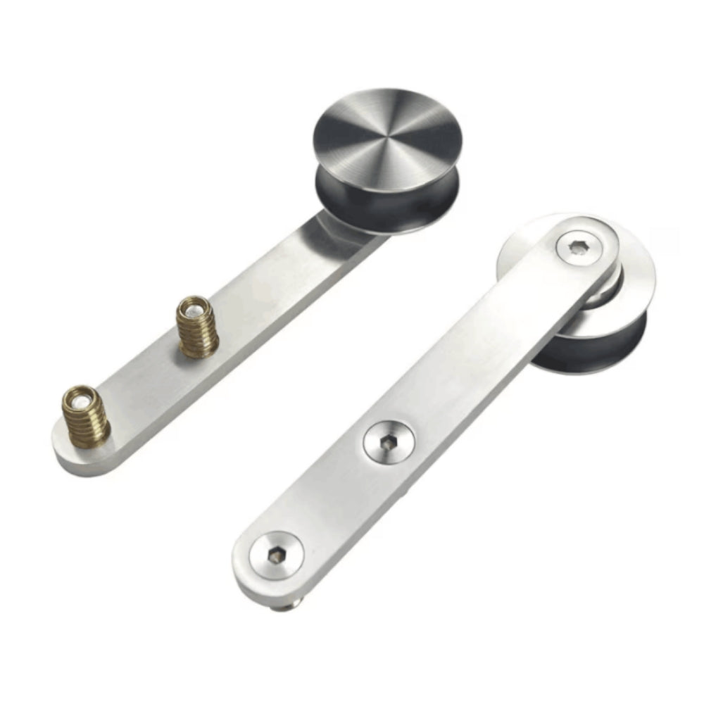 Brushed Stainless Steel Top Ceiling Mount Wood Sliding Barn Door Hardware Pantry Door Rolling Track Set Kit