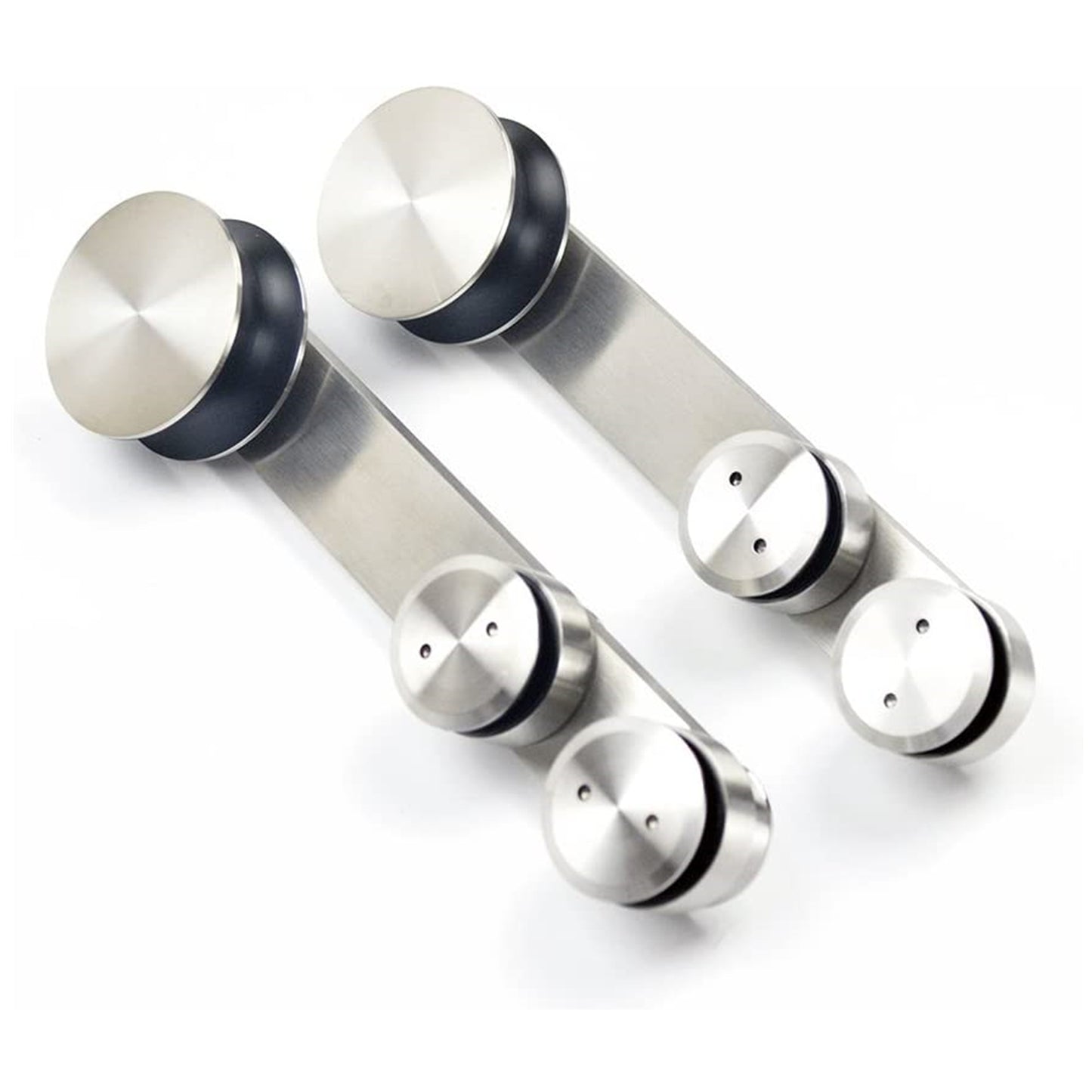 Round Track Brushed Satin Stainless Steel Glass Sliding Barn Door Hardware
