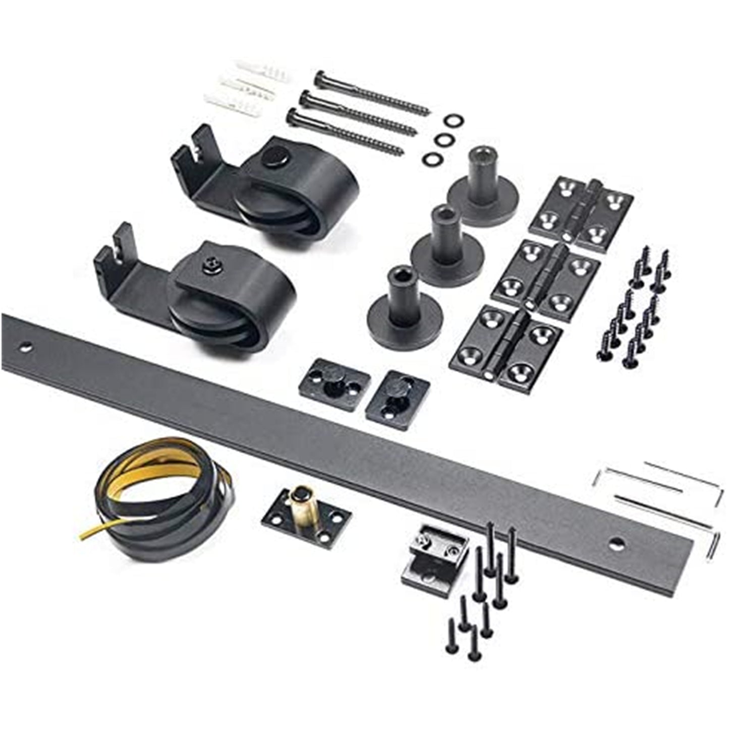 Black Steel Top Mount Bi-fold Wood Sliding Barn Door Hardware Track Hardware Kit for 2 Doors and 4 Doors ( No Door )