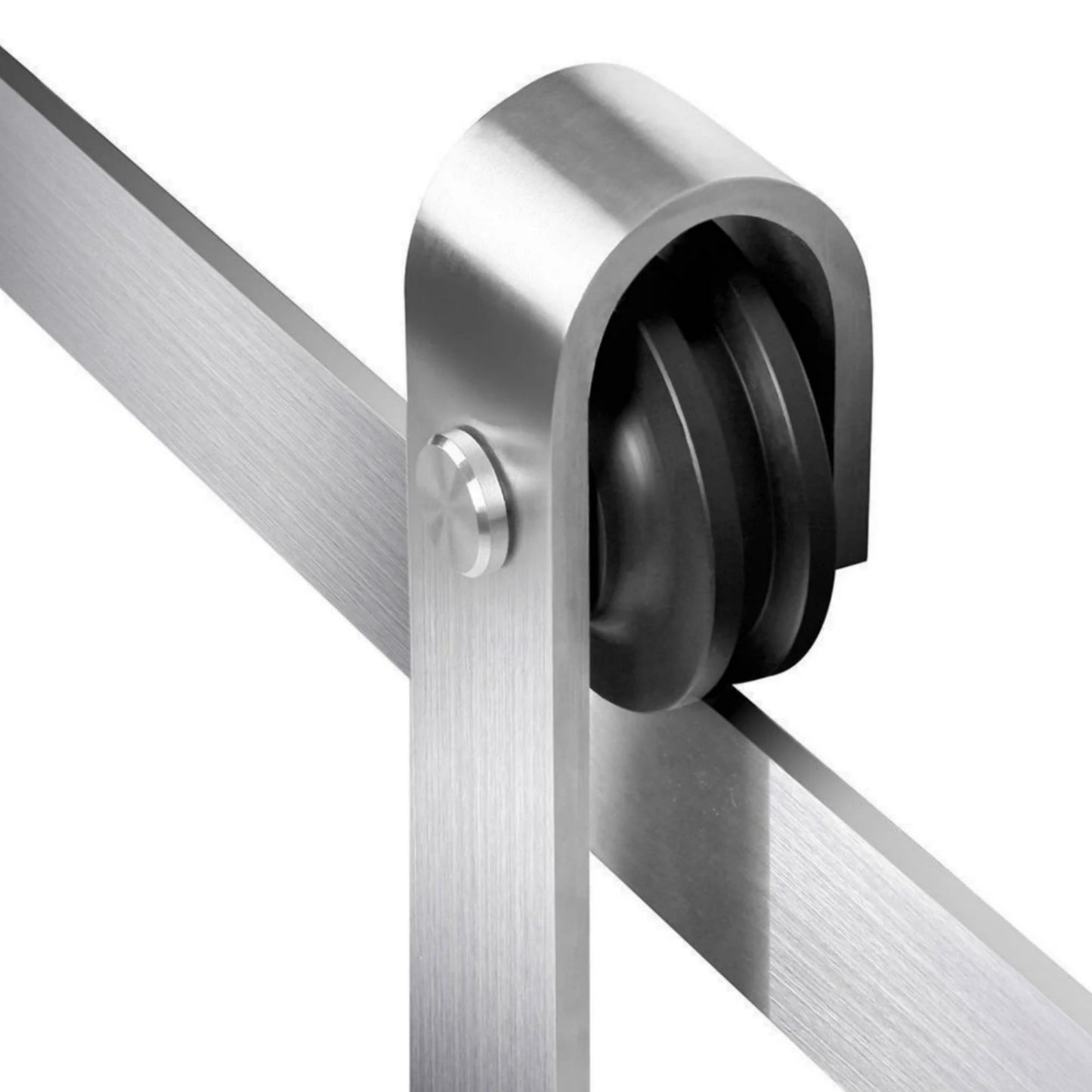 Bypass brushed stainless steel barn door hardware wall mount bracket sliding door track roller kit