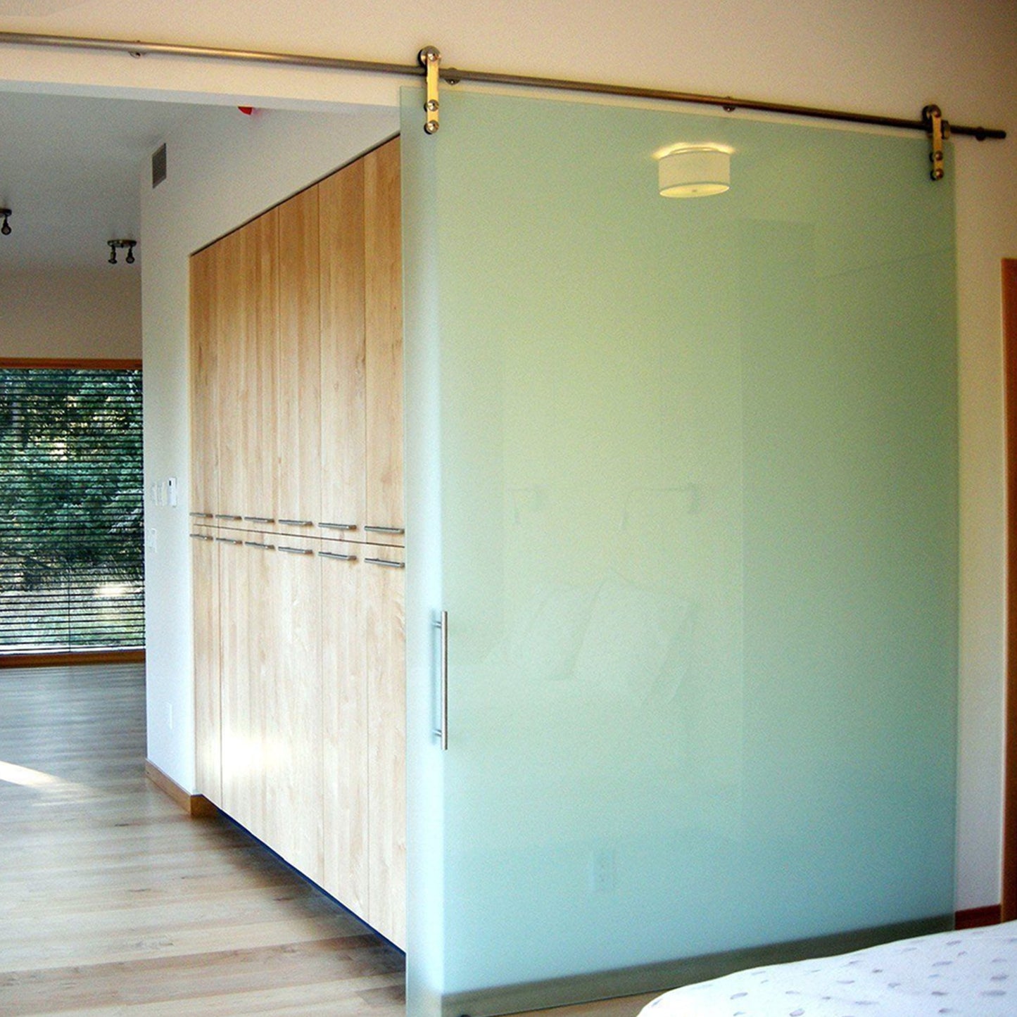 Round Track Brushed Satin Stainless Steel Glass Sliding Barn Door Hardware