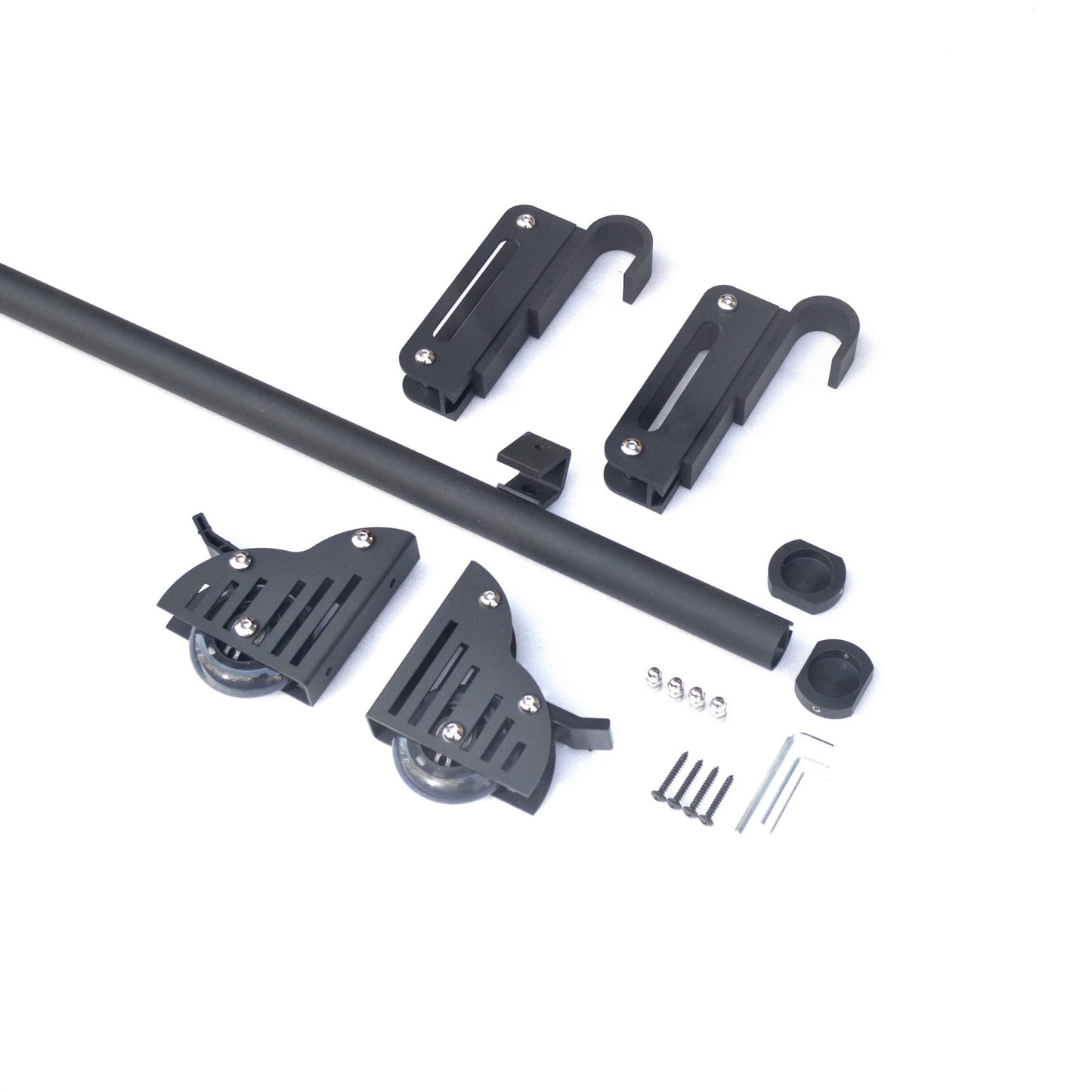 Contemporary Telescopic Vertically Stored Black Aluminum Alloy Removable Hook Sliding Rolling Library Ladder Hardware Track Brake Roller Kit