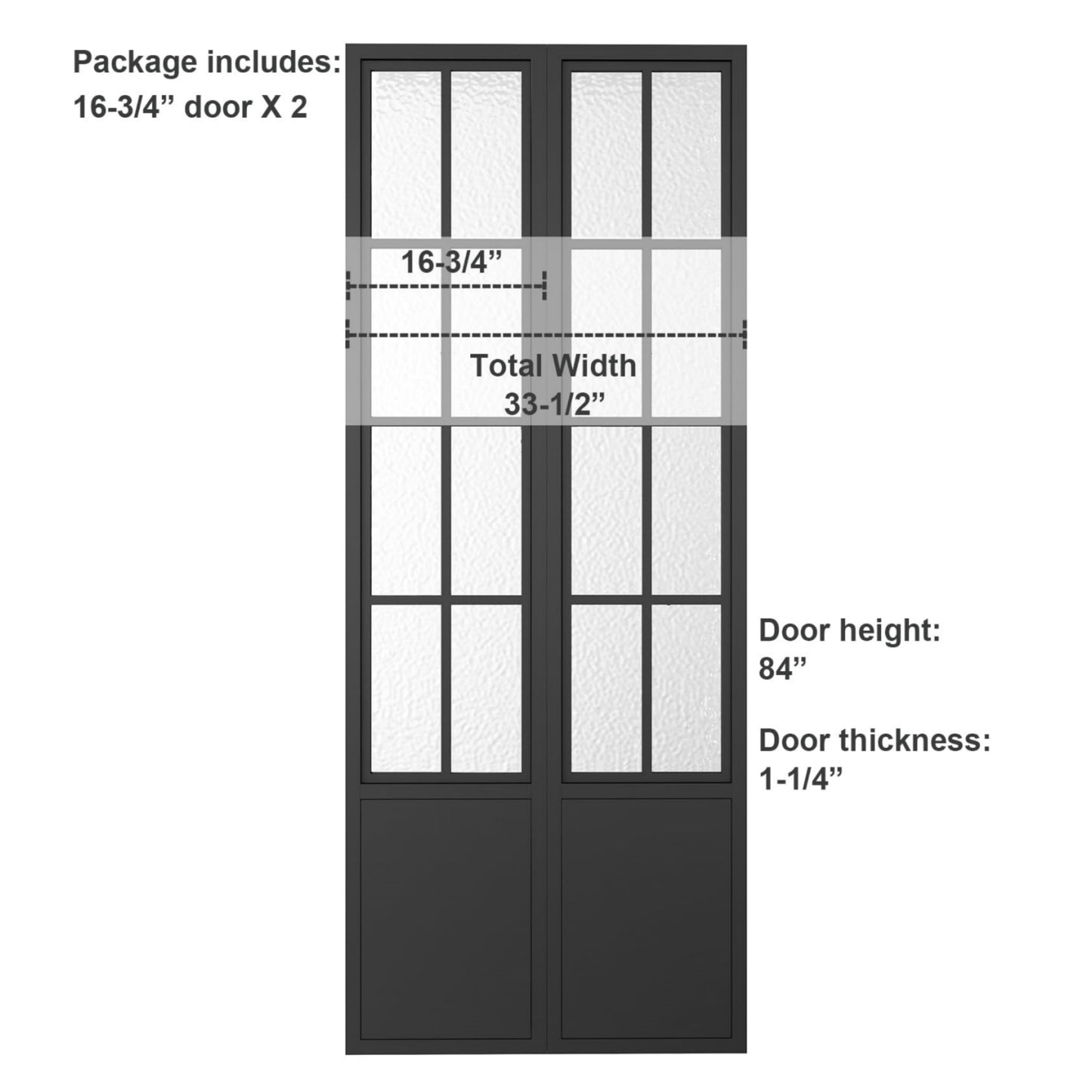 French Black Frame Single Bifold Barn Door