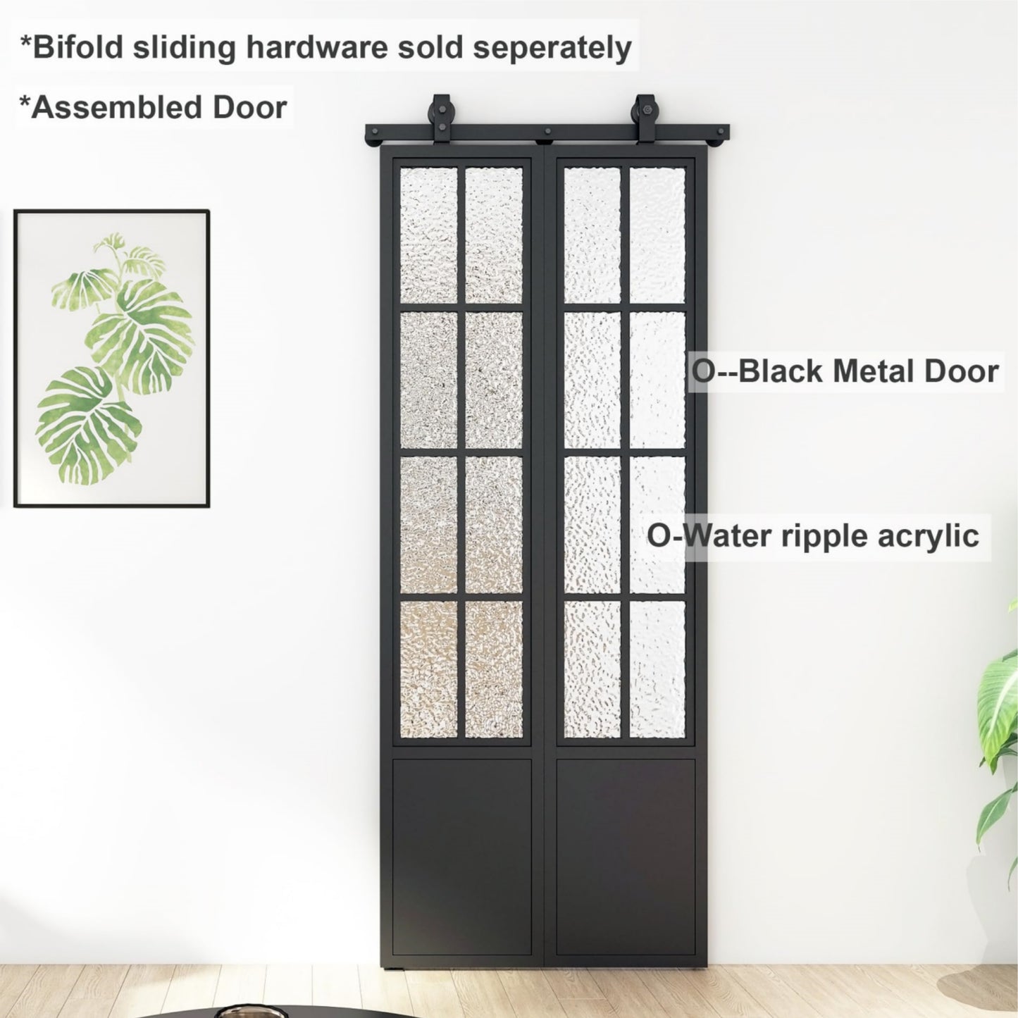 French Black Frame Single Bifold Barn Door