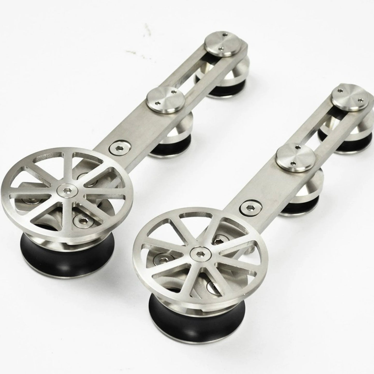 Rotatable Spoke Wheel Movable Decoration Core Modern European Brushed Stainless Steel Glass Sliding Shower Door Hardware Track Kit New