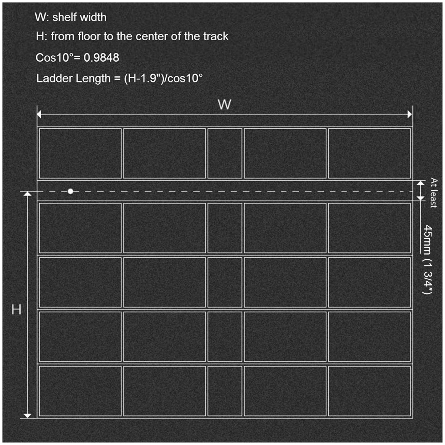 3.3FT -16FT Rolling Rustic Black Steel Sliding Library Office Ladder Hardware Track Set Kit (No ladder)