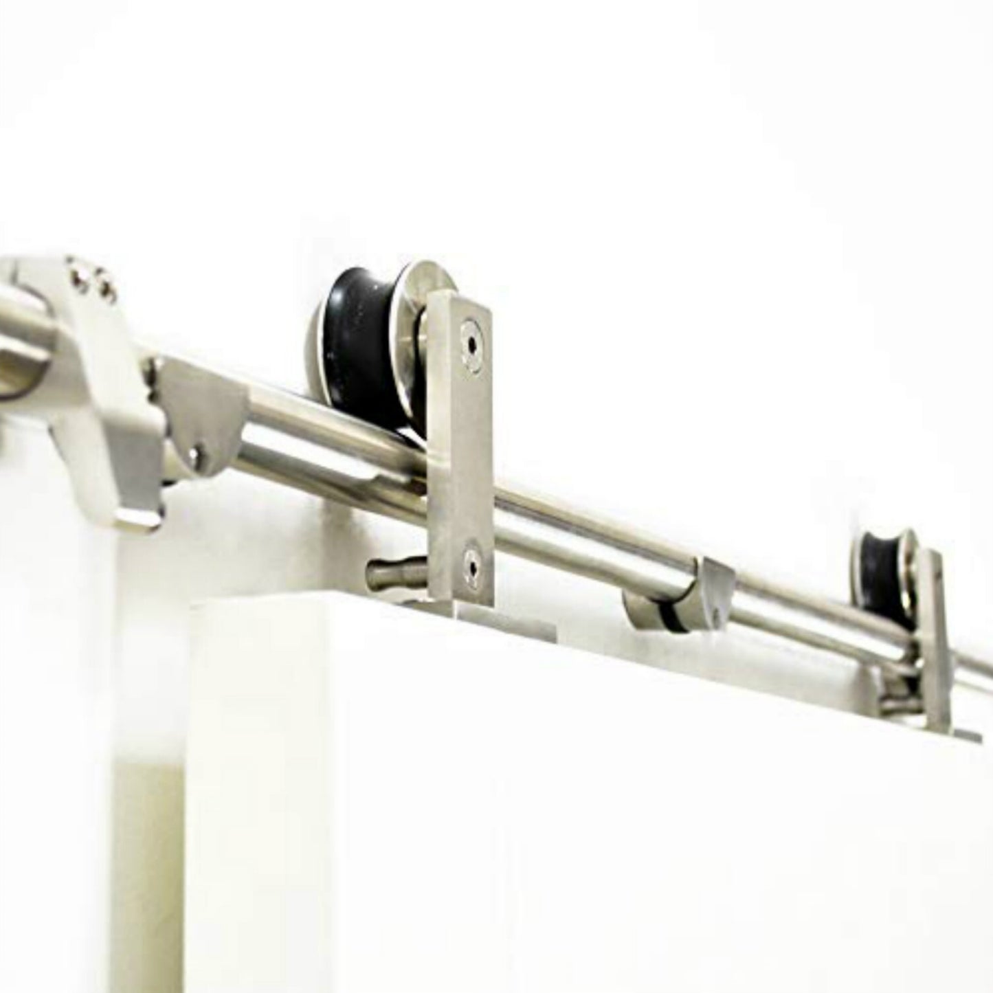 Smoothly easy install ! Top mount brushed stainless steel sliding barn wood door closet hardware sliding track kit