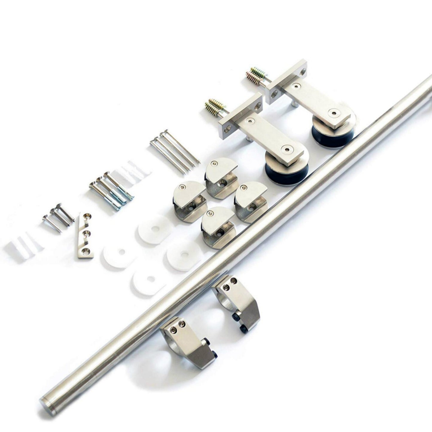 Smoothly easy install ! Top mount brushed stainless steel sliding barn wood door closet hardware sliding track kit