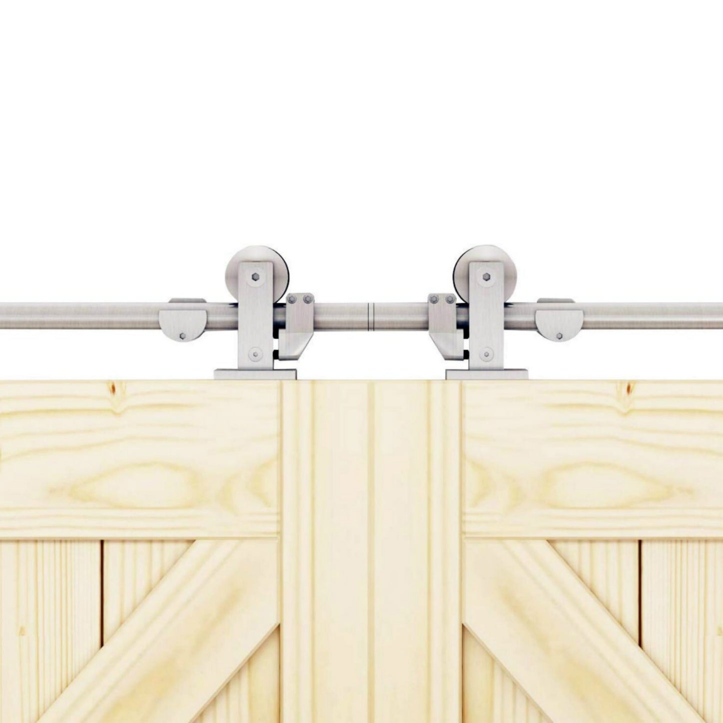 Smoothly easy install ! Top mount brushed stainless steel sliding barn wood door closet hardware sliding track kit
