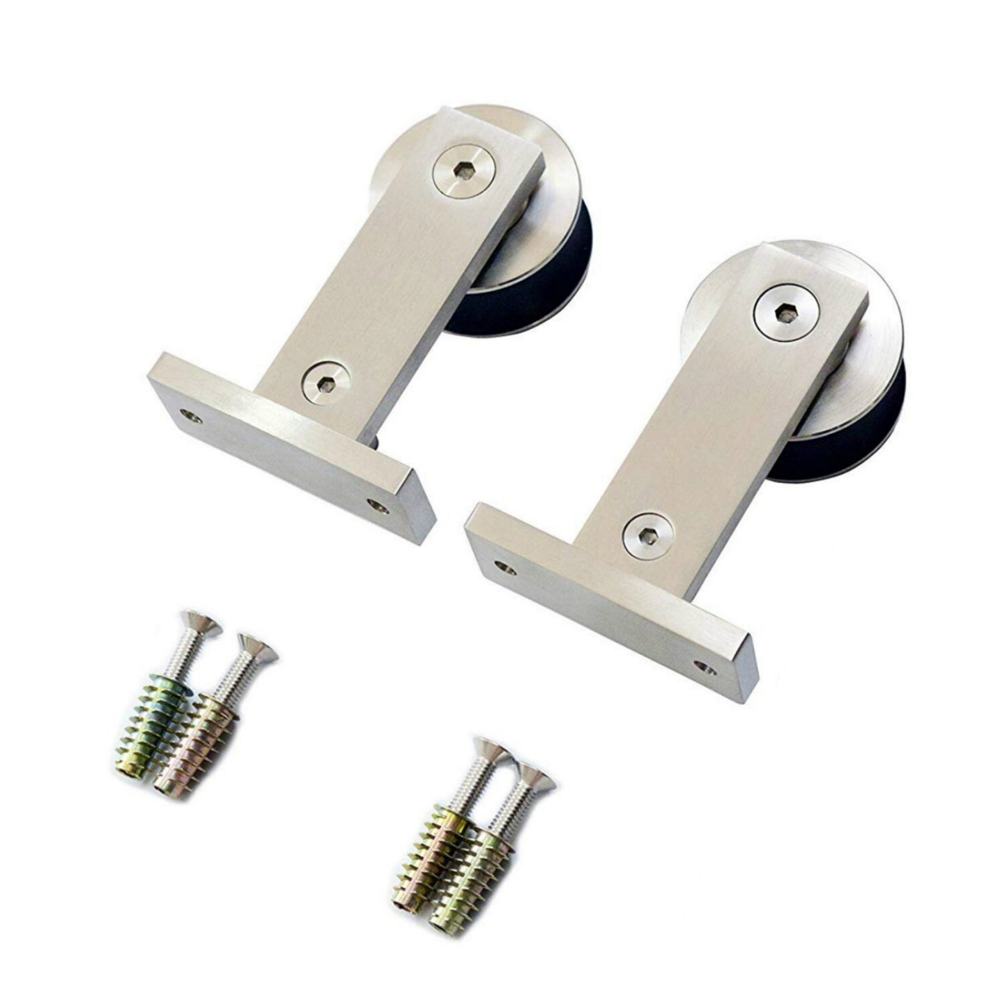 Smoothly easy install ! Top mount brushed stainless steel sliding barn wood door closet hardware sliding track kit