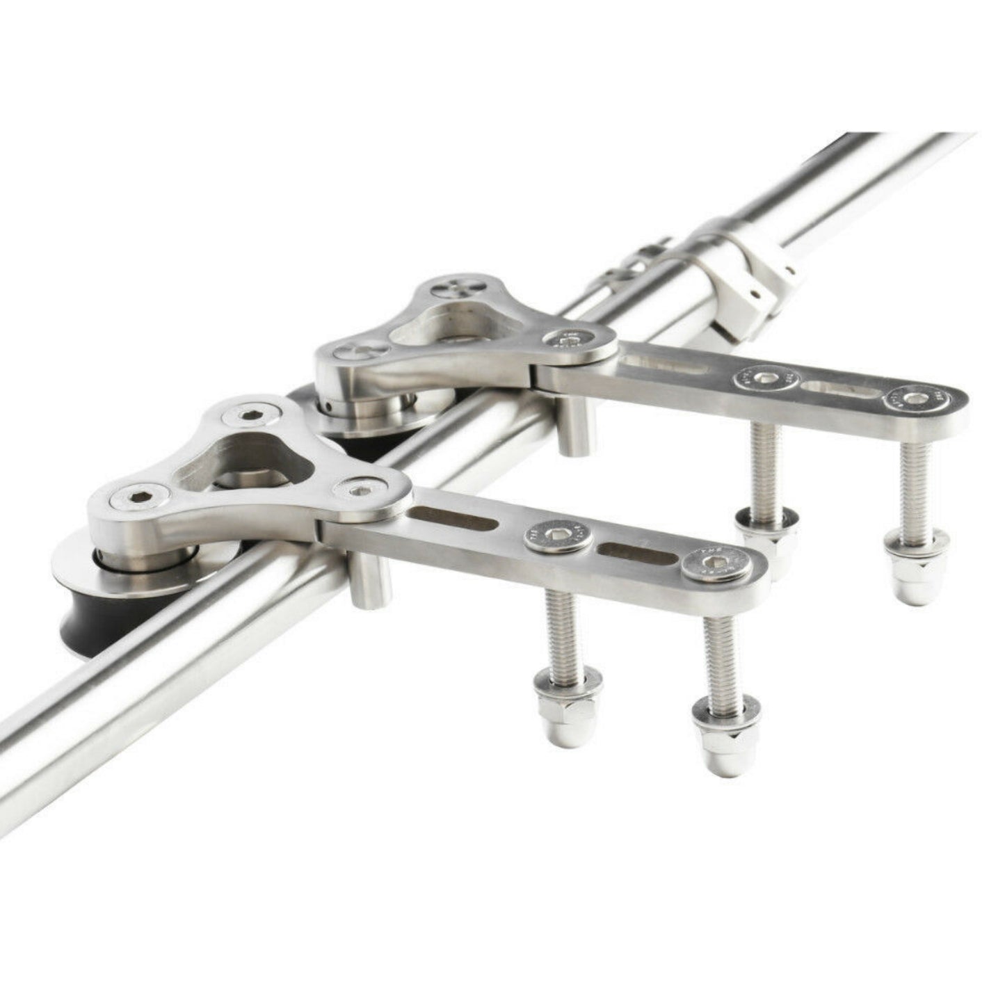 Heavy Duty Brushed Stainless Steel Sliding Barn Wood Door Interior Double Head Hollow-Out Hanger Wheel Barn Track Sliding Kit 5FT-16FT