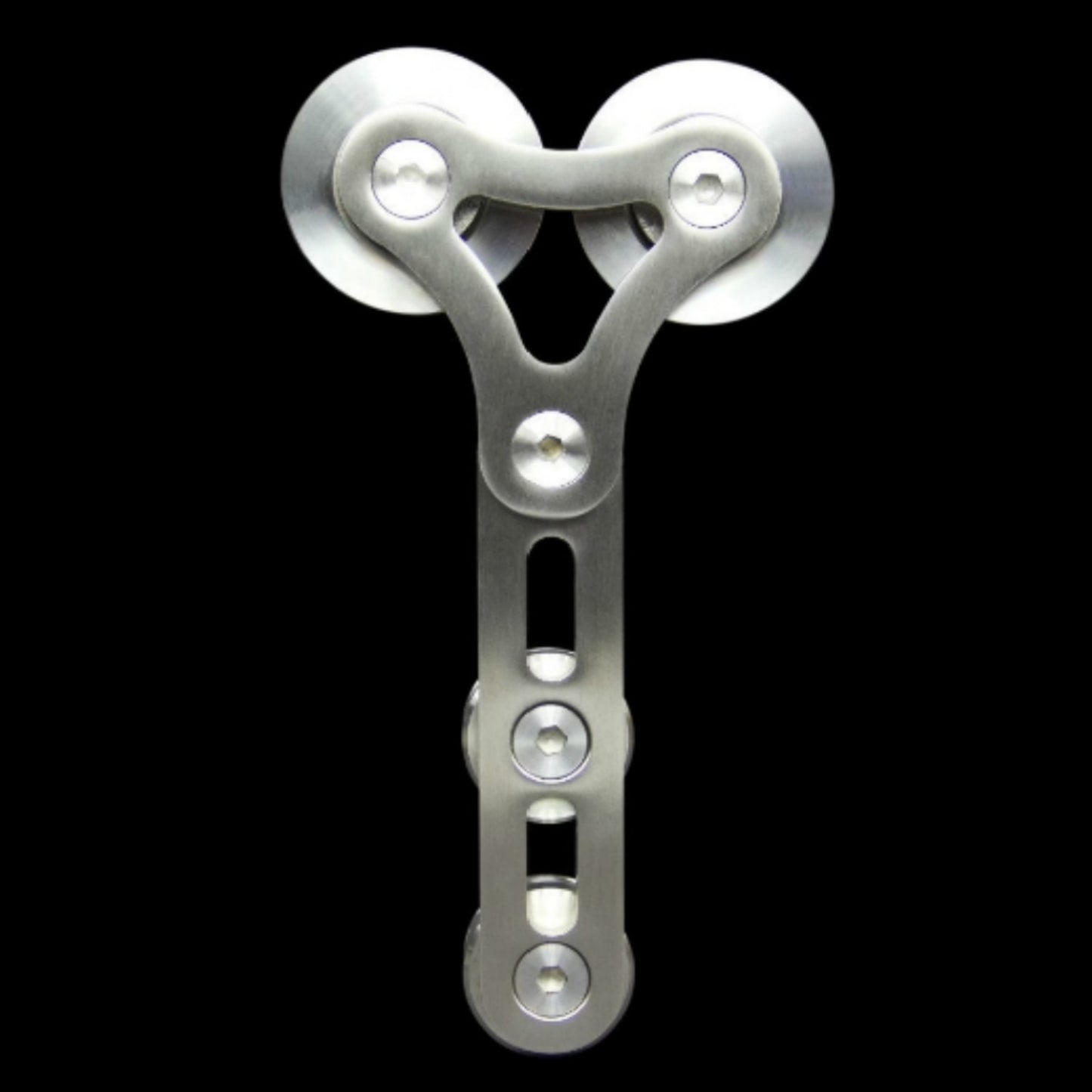 Heavy Duty Brushed Stainless Steel Sliding Barn Wood Door Interior Double Head Hollow-Out Hanger Wheel Barn Track Sliding Kit 5FT-16FT