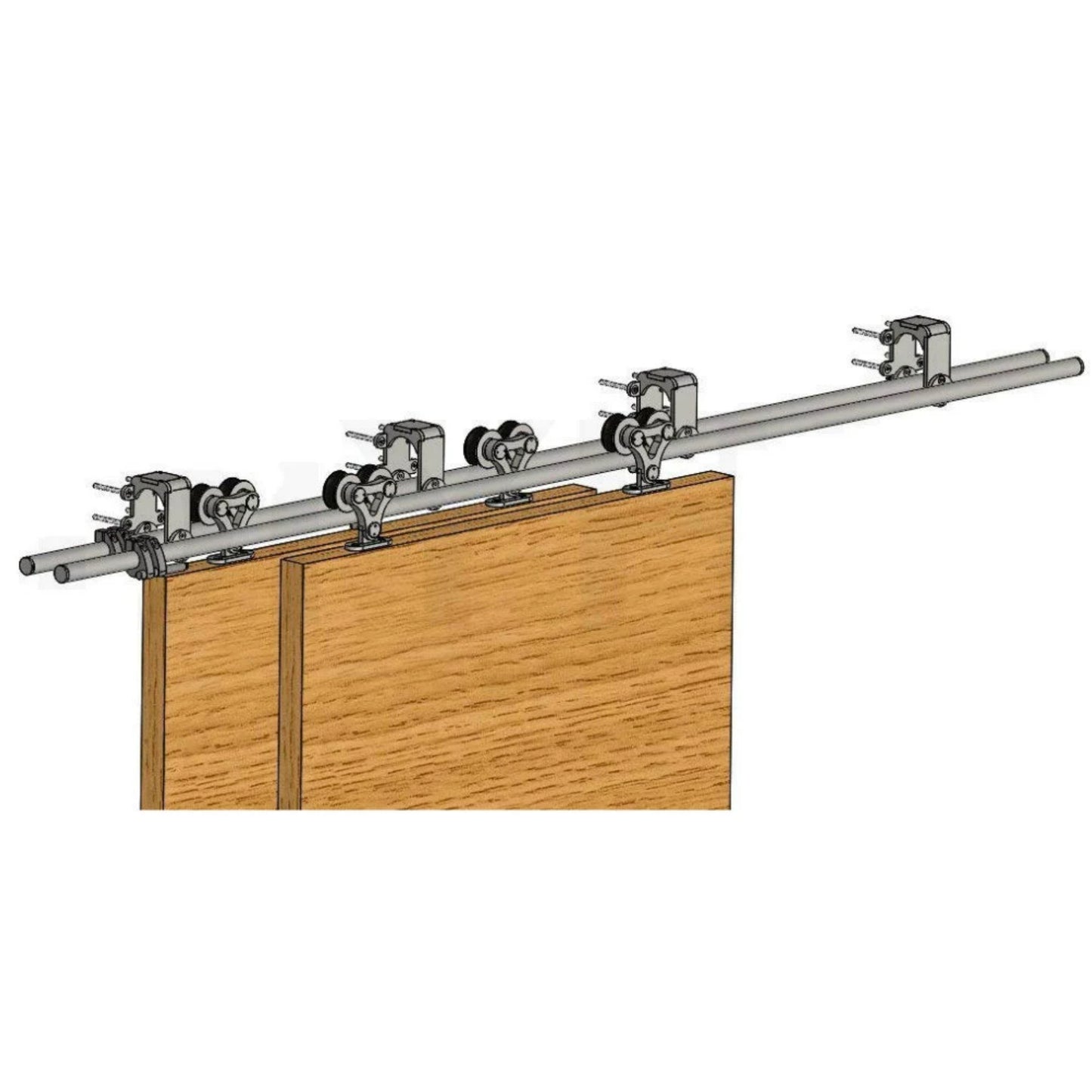 DUAL WHEEL Bypass Brushed Stainless Steel Top Mounted Sliding Barn Door Hardware Wood Door Sliding Track Kit Set For 2 Doors and 4 Doors
