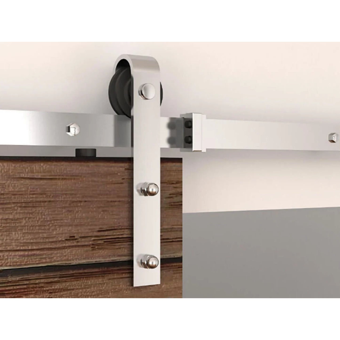 DIY Wood Door Antique Interior Brushed Stainless Steel Sliding Rolling Barn Door Hardware Track Hanger Set Kit