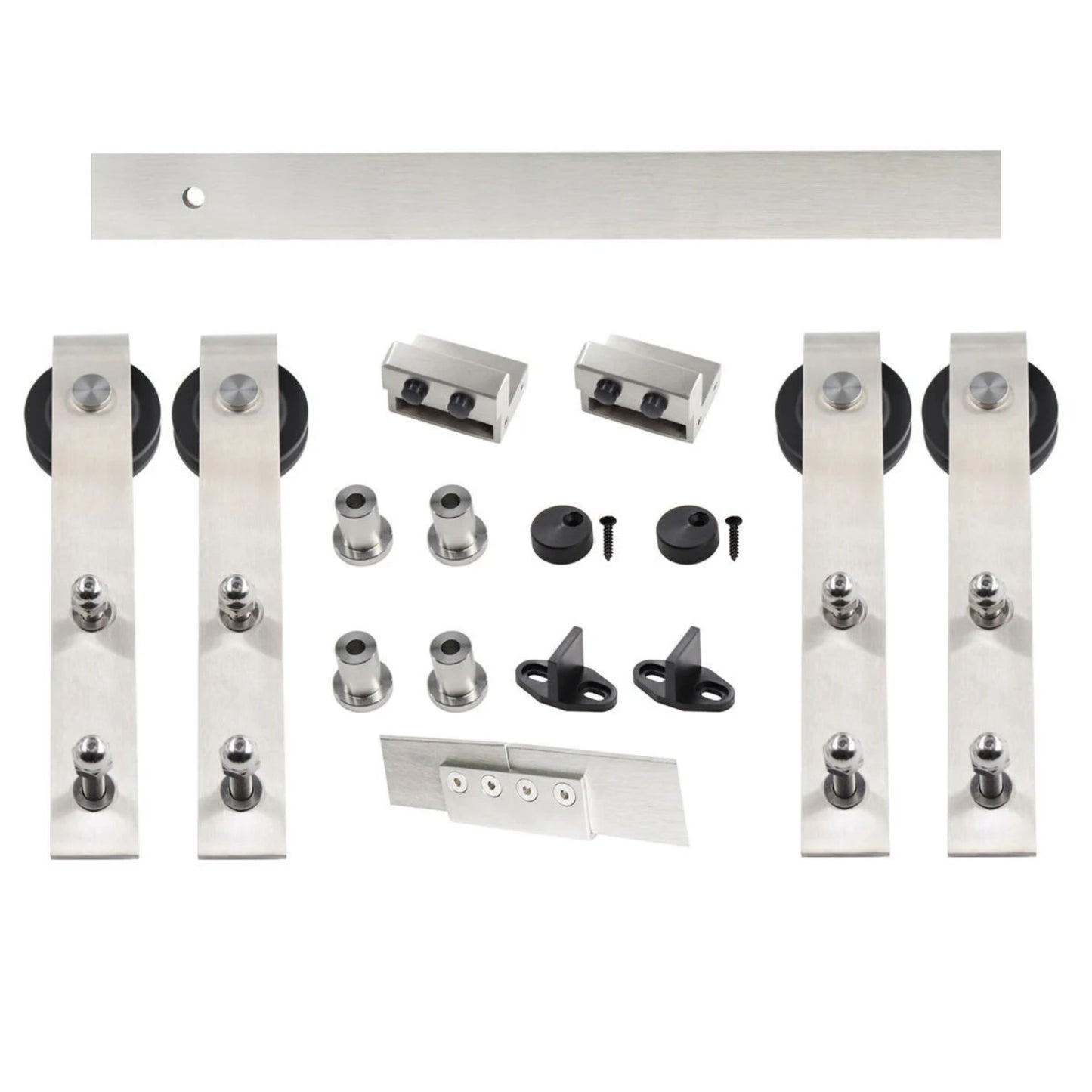 DIY Wood Door Antique Interior Brushed Stainless Steel Sliding Rolling Barn Door Hardware Track Hanger Set Kit