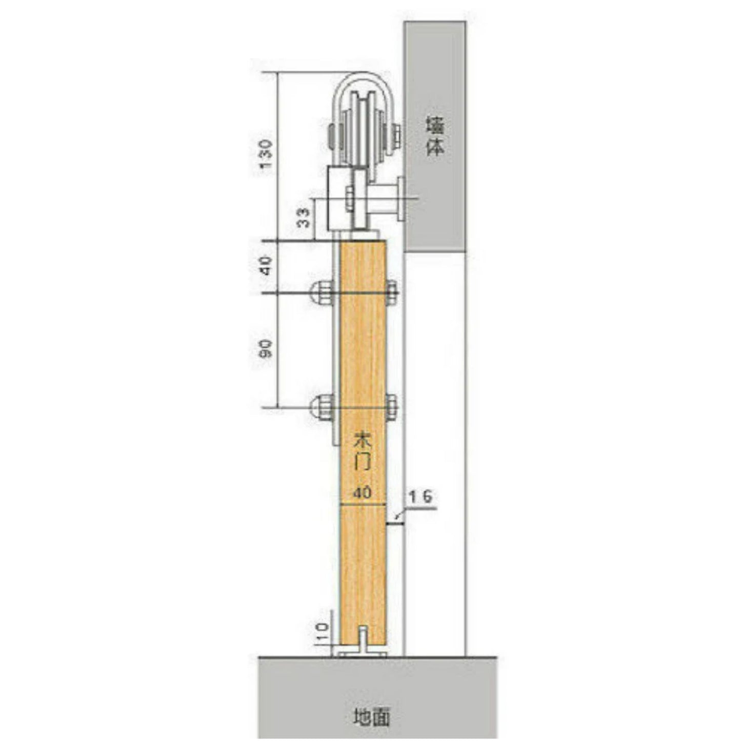 DIY Wood Door Antique Interior Brushed Stainless Steel Sliding Rolling Barn Door Hardware Track Hanger Set Kit