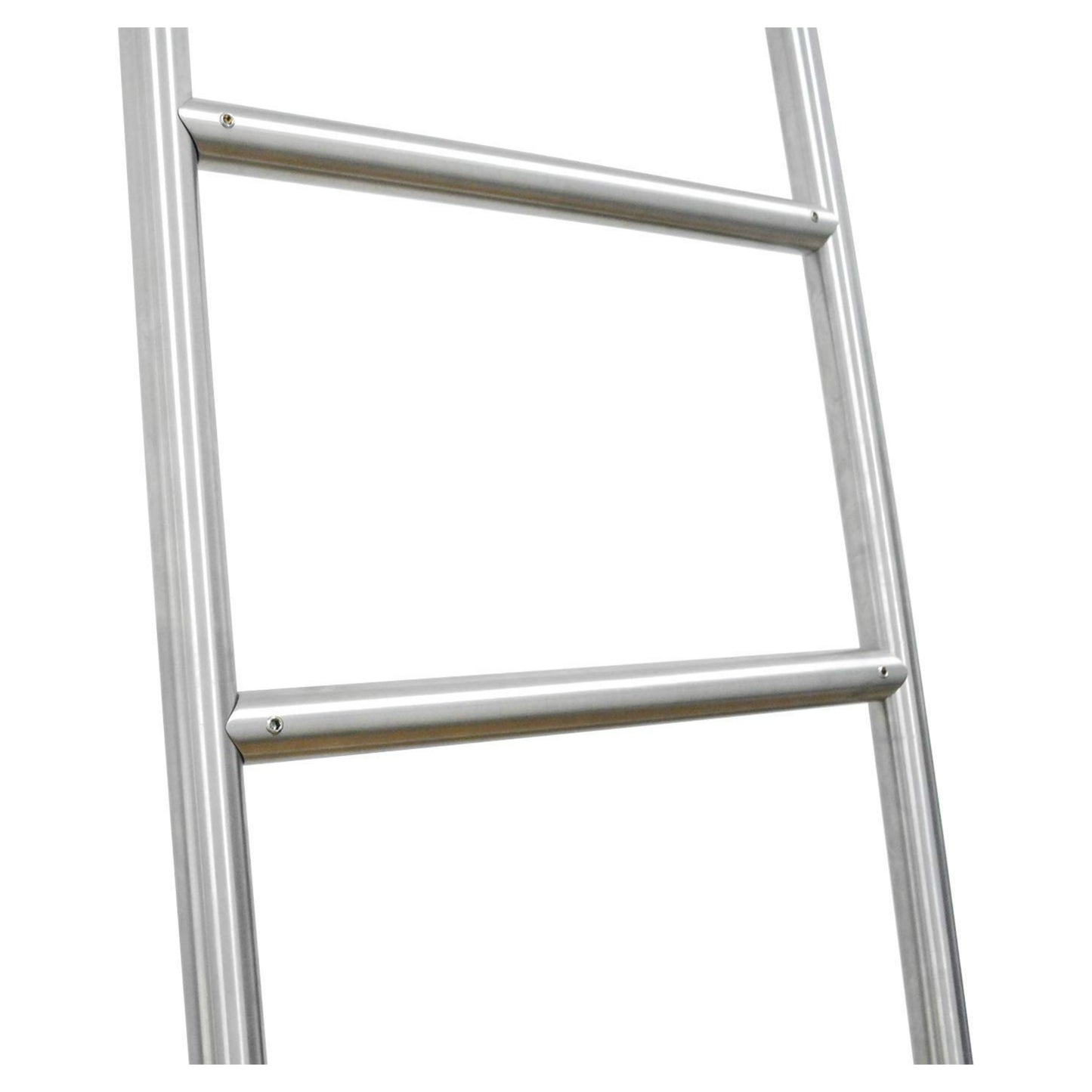 Custom Made Contemporary Telescopic Vertically Stored Brushed Stainless Steel Sliding Rolling Ladder Library Ladder