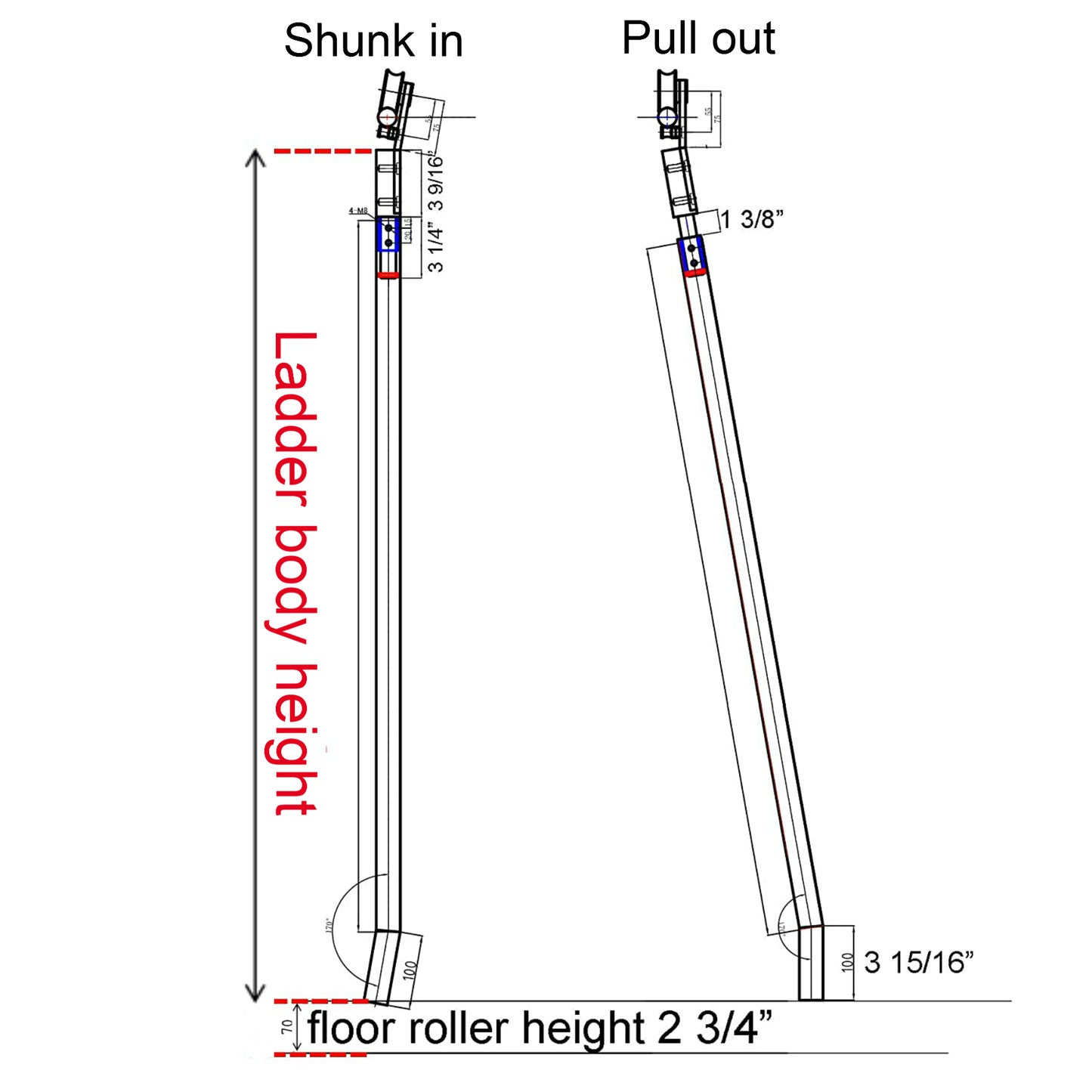 Custom Made Contemporary Telescopic Vertically Stored Brushed Stainless Steel Sliding Rolling Ladder Library Ladder