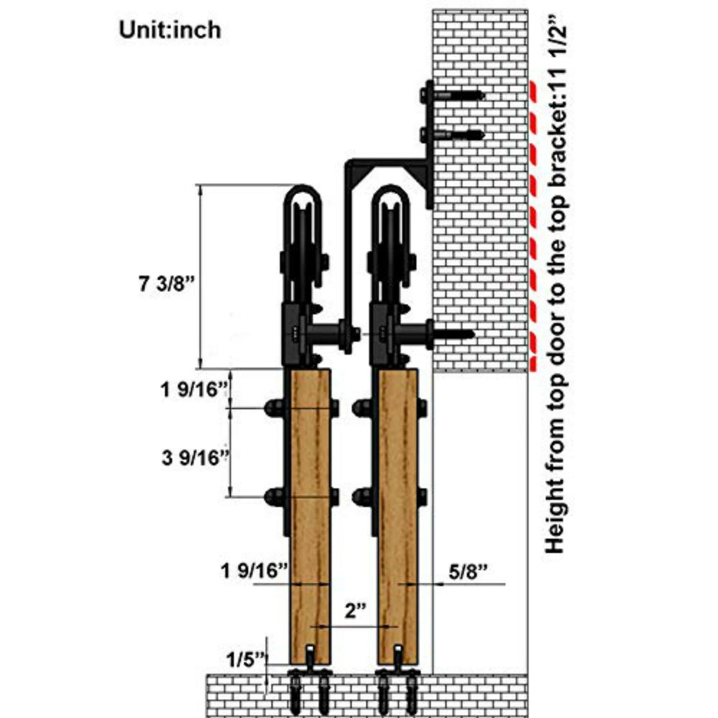 Bypass Steel Sliding Barn Wood Door Hardware Interior Closet Cupboard Door Big Spoke Wheel Sliding Track Roller Kit for 2 doors and 4 doors