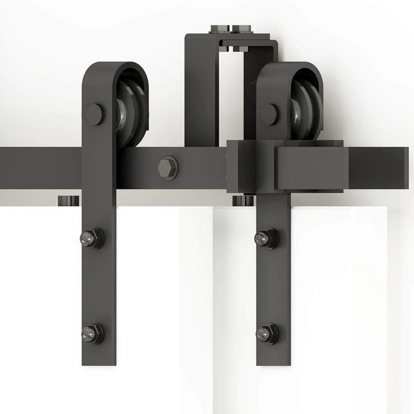 5-16FT rustic black steel bypass barn door hardware wall mount bypass sliding door track roller kit