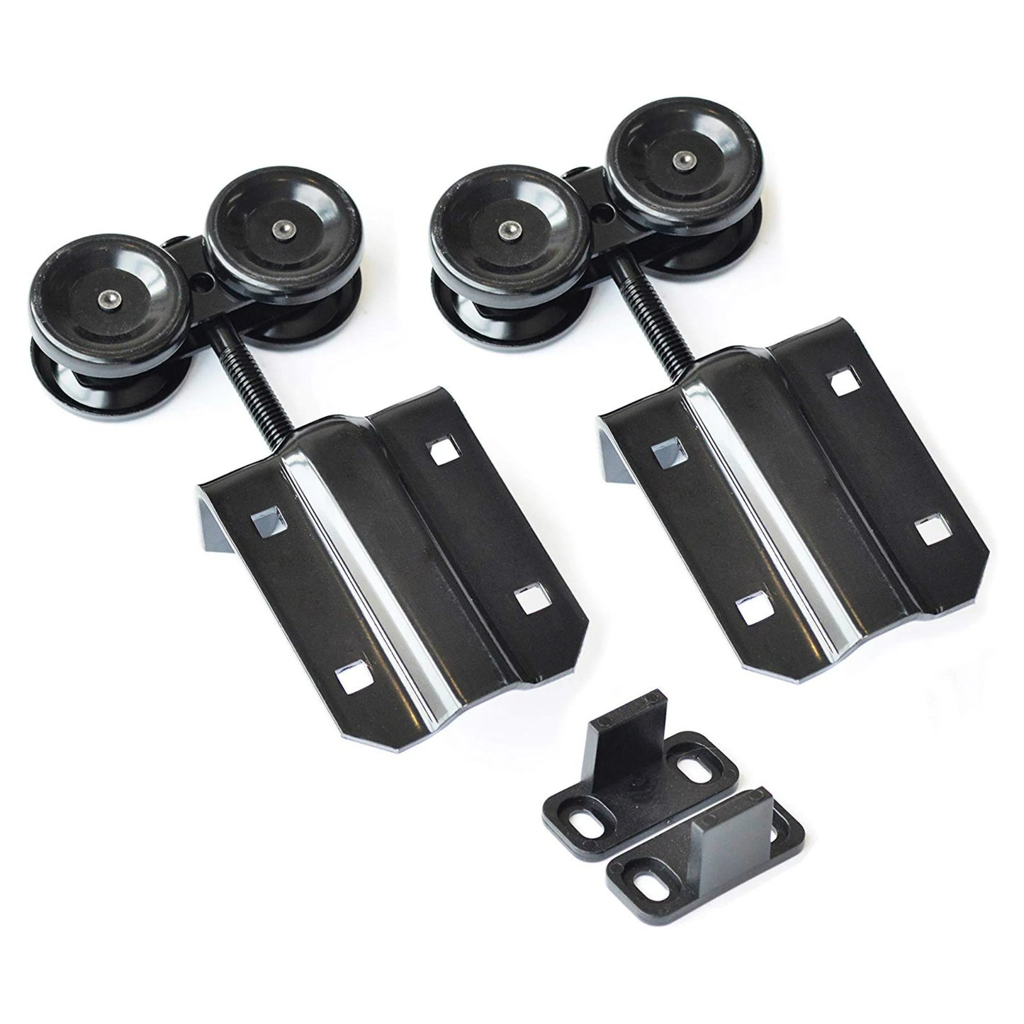 Black Steel Heavy Duty Box Track Ceiling Bracket Bypass Sliding Barn Door Hardware Wood Exterior Interior Carriage Door Track Trolley Set Kit