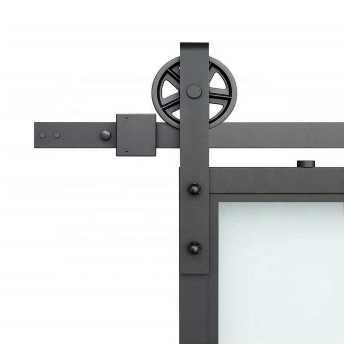 New Stylish Interior Black Steel Framed French Panel Barn Door Clear Tempered Glass Sliding Barn Door Slab Modern Glass Barn Door