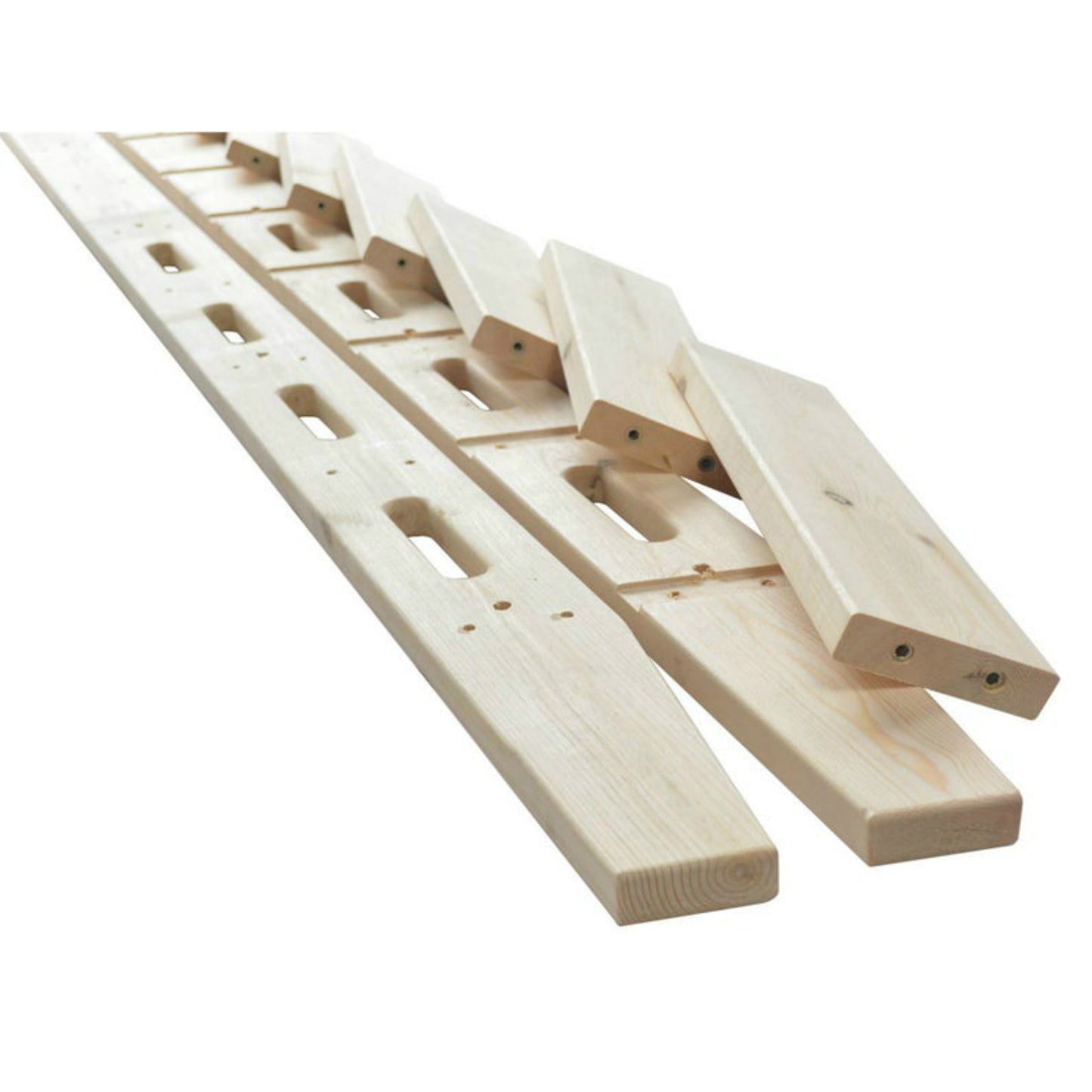 Natural Knotty Pine Wood Sliding Library Sliding Step Ladder Rolling Ladder, Ready For Painting, Solid Durable Steps ( Unfinished )