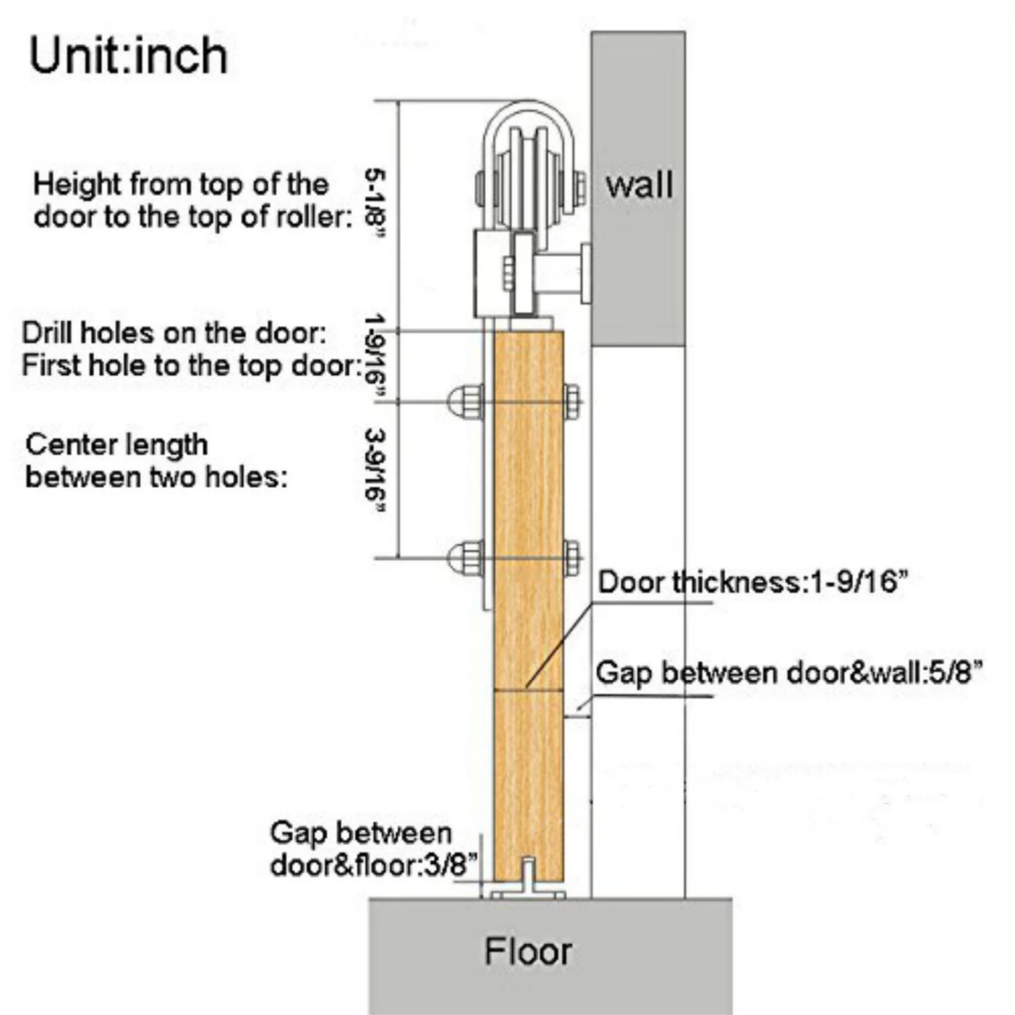 4-8.2FT black steel bypass barn door hardware one piece wall mount bypass sliding door track roller kit