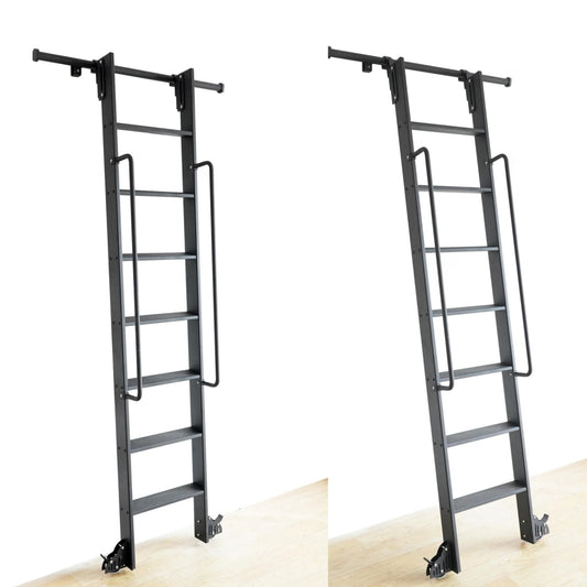 Aluminum Alloy Sliding Library Durable Step Rolling Ladder Bookshelf Straight Indoor Attic Wardrobe Cabinet Pulley Ladder With Handrails