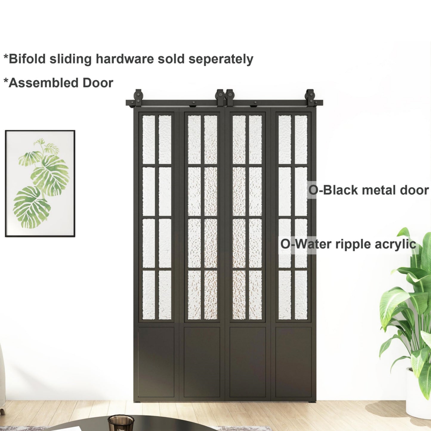 French Black Frame Single Bifold Barn Door
