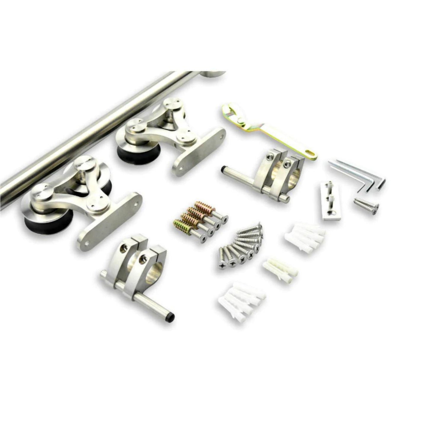 5ft / 6ft / 6.6ft / 8ft /10ft / 13.2ft /16ft Dual top mounted stainless steel double head roller sliding interior barn door hardware track kit